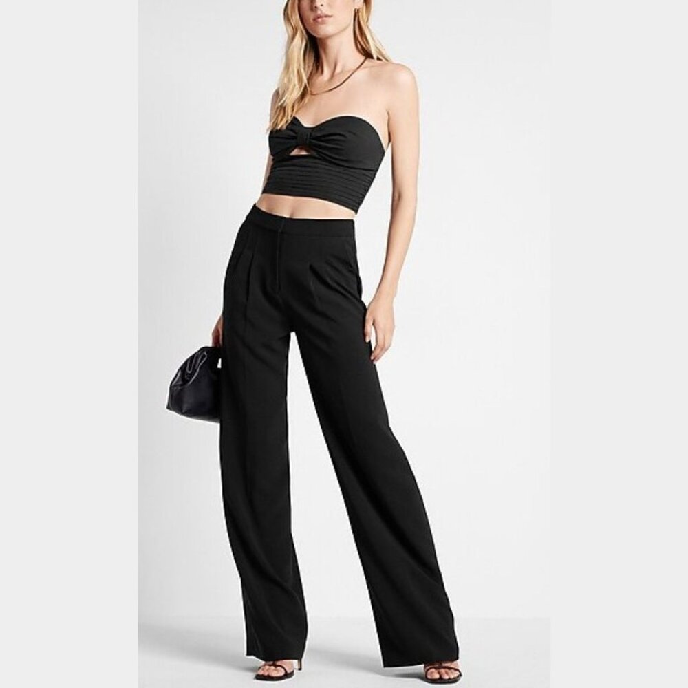 Express Black Ex Cut Out Ruched Tube Top‎ SZ L - NWT